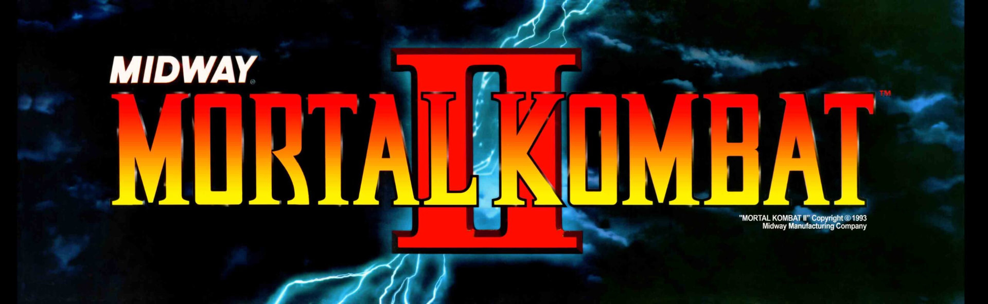 Mortal Kombat II arcade cabinet marquee artwork at Starrcade Kennesaw